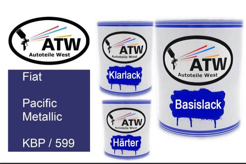Fiat, Pacific Metallic, KBP / 599: 1L Lackdose + 1L Klarlack + 500ml Härter - Set, von ATW Autoteile West.